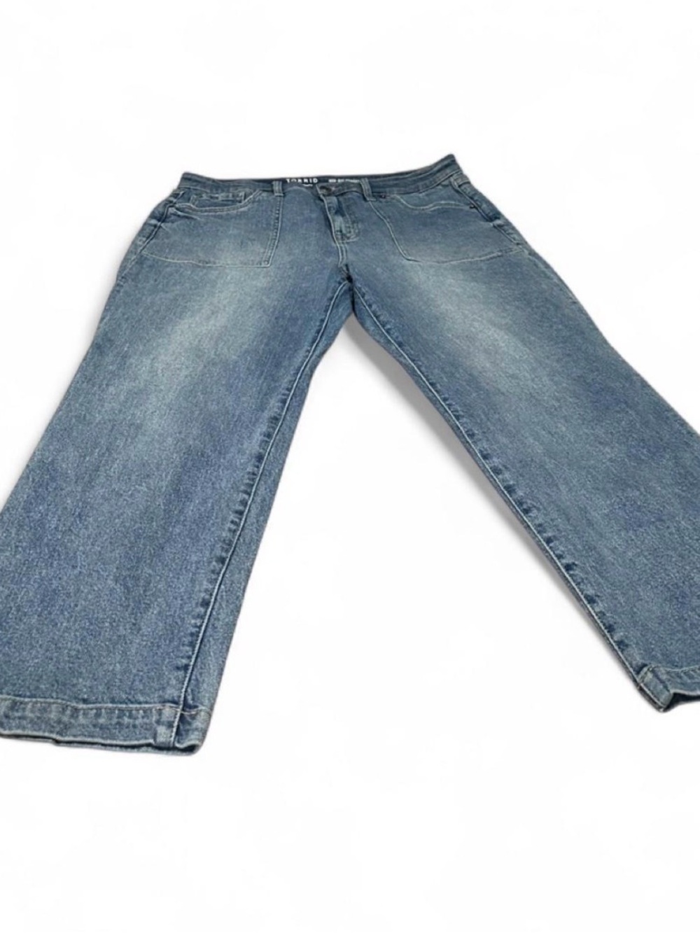 torrid High-Rise Wide-Leg Jeans in Washed Blue Denim